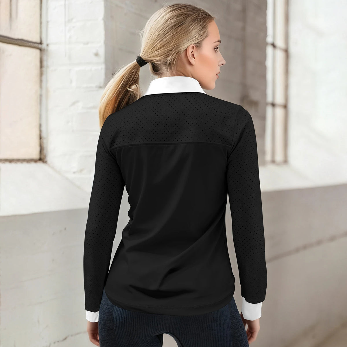Zara | Women's Mesh-Panel Half-Zip Riding Shirt